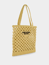 Prada Natural Crochet Tote Bag with Embroidered Logo