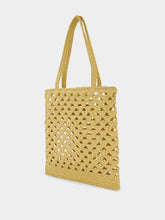 Prada Natural Crochet Tote Bag with Embroidered Logo