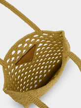 Prada Natural Crochet Tote Bag with Embroidered Logo