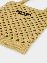 Prada Natural Crochet Tote Bag with Embroidered Logo