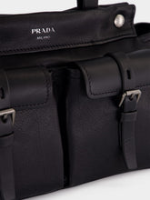 Prada Black Route Medium Leather Tote Bag