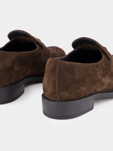 Prada Brown Triangle-Logo Suede Loafers