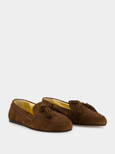 Prada Cocoa Brown Tassel Suede Leather Loafers