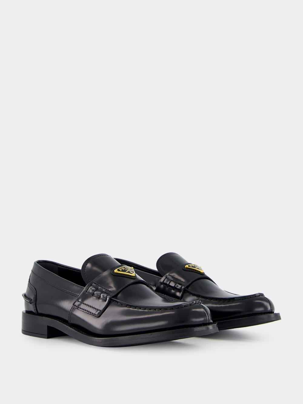 Black Brushed Leather Loafers