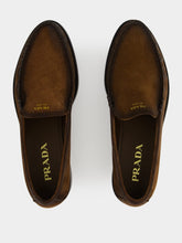 Prada Cocoa Suede Leather Loafers