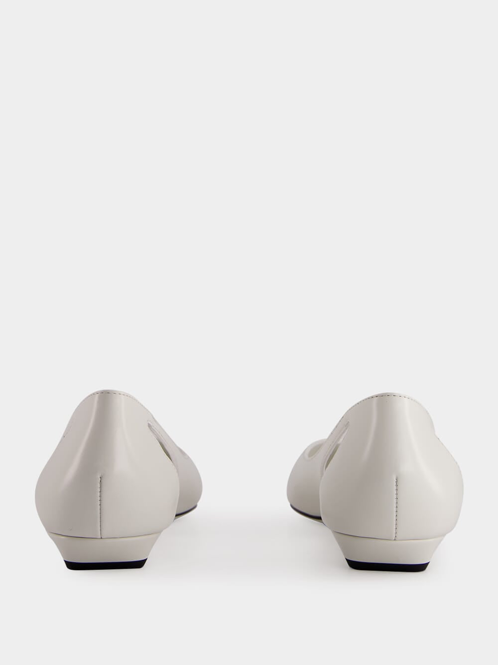 White Brushed Leather Cut-Out Ballerinas