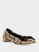 Prada Snakeskin Heeled Ballet Flats with Bow