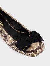 Prada Snakeskin Heeled Ballet Flats with Bow