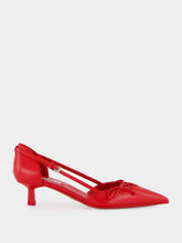 Prada Red Leather Open-Side Bow Pumps