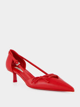 Prada Red Leather Open-Side Bow Pumps
