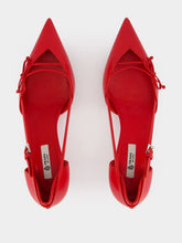 Prada Red Leather Open-Side Bow Pumps
