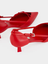 Prada Red Leather Open-Side Bow Pumps