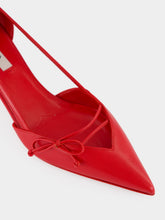 Prada Red Leather Open-Side Bow Pumps