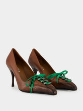 Prada Cocoa Brown Antiqued Leather Pumps