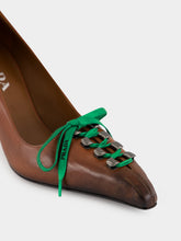 Prada Cocoa Brown Antiqued Leather Pumps