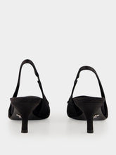 Prada Black Embroidered Satin Slingback Pumps