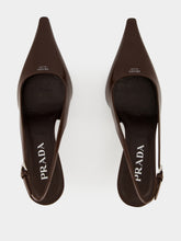 Prada Brown Brushed Leather Slingback Pumps