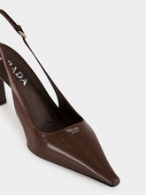 Prada Brown Brushed Leather Slingback Pumps