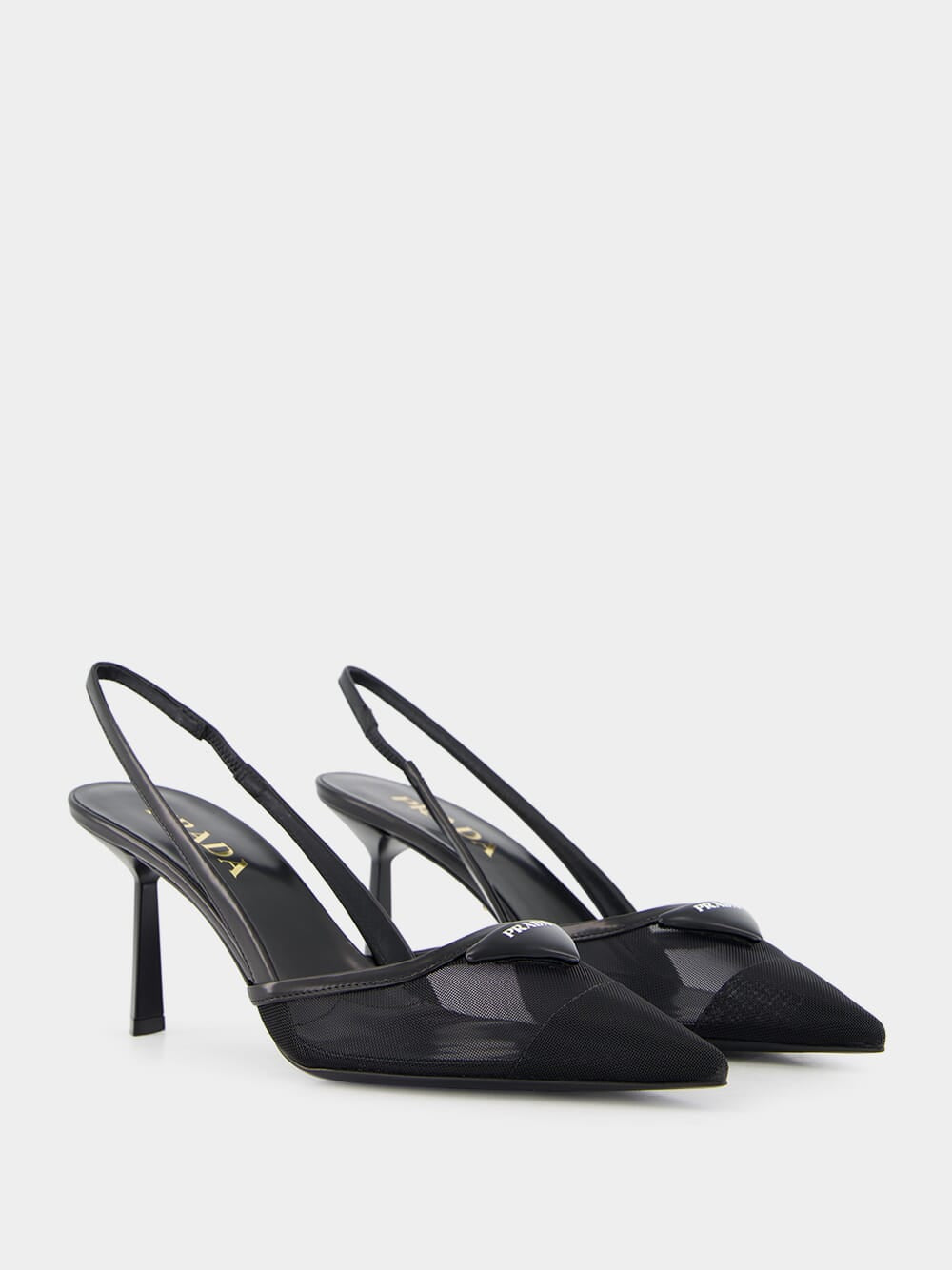 Black Nylon Slingback Pumps