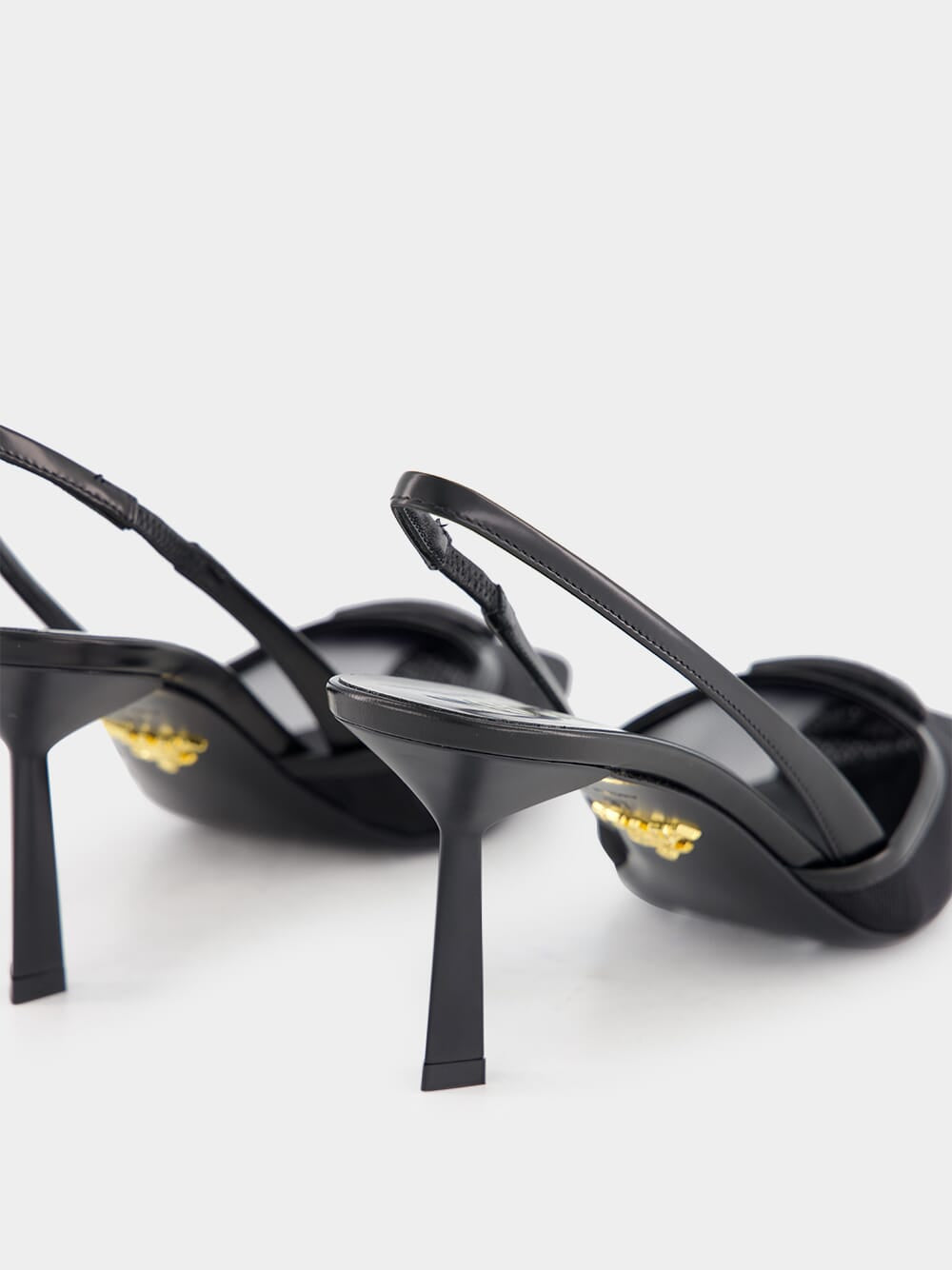 Black Nylon Slingback Pumps