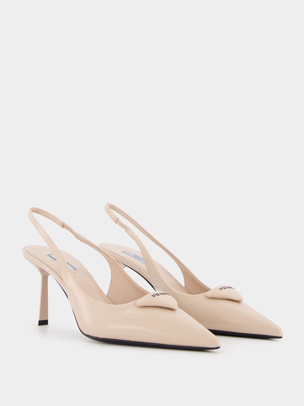 Brushed Leather Slingback Pumps