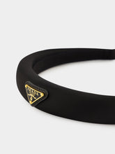 Prada Black Re-Nylon Padded Triangle Logo Headband