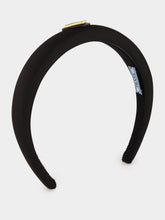 Prada Black Re-Nylon Padded Triangle Logo Headband