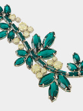 Prada Emerald Green and Jonquil Yellow Crystal Floral Brooch