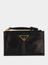 Prada Black Leather Zip Card Holder