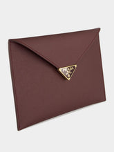 Prada Burgundy Saffiano Envelope Clutch