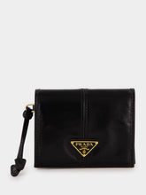 Prada Black Patent Leather Triangular Logo Wallet