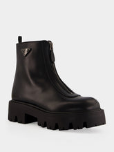 Prada Black Leather Zipper Booties
