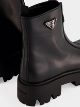 Prada Black Leather Zipper Booties