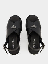 Prada Black Crisscross Rubber Sandals with Logo