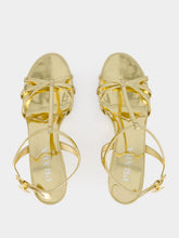 Prada Platine Gold Leather Wedge Sandals