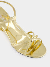 Prada Platine Gold Leather Wedge Sandals