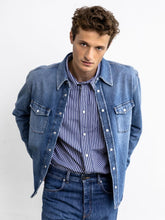 Balenciaga Blue Striped Oversized Cotton Shirt