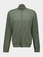 Piacenza 1733 Olive Green Cashmere and Linen Zip Sweater