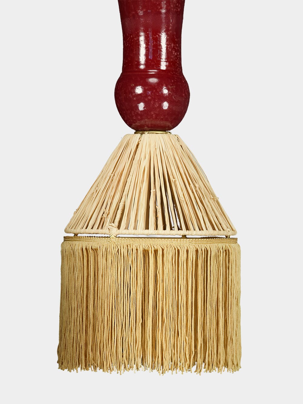 Georgette Raffia + Fringes Burgundy Conique Pendant Light