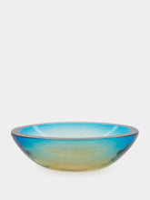 All Origine Iridescent Blue and Amber Glass Ashtray