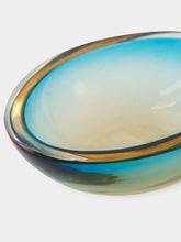 All Origine Iridescent Blue and Amber Glass Ashtray