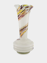 All Origine White Glass Vase with Multicolour Spiral Detail
