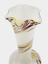 All Origine White Glass Vase with Multicolour Spiral Detail