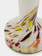 All Origine White Glass Vase with Multicolour Spiral Detail