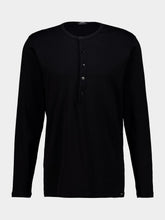 Tom Ford Black Cotton Stretch Jersey Henley Top