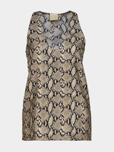 Paula Serena Snakeskin Printed Silk Tank-Top