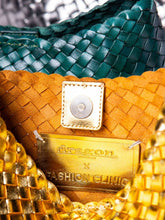 Dragon Diffusion Comporta Gold Woven Leather Clutch