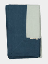 Borgo Delle Tovaglie Bauhaus Linen Tablecloth in Ice and Deep Blue