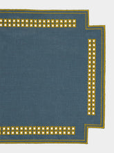 Borgo Delle Tovaglie Erica Linen Placemat in Deep Blue and Curry