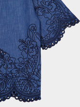 Zimmermann Railway Blue Coco Embroidered Denim Shirt